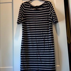 Navy and white striped dress